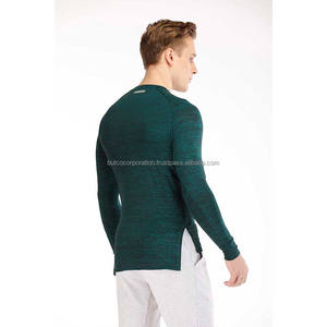 Haute qualité personnalisé Compression hommes Gym T-Shirt à manches longues vêtements de sport col rond solide tricoté 180 grammes en gros personnalisé - Product Image 3