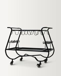 Chariot de service moderne en métal design avec finition en verre, parfait pour les maisons de luxe et les fêtes haut de gamme - Product Image 1