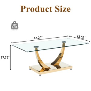 Table basse moderne de luxe écologique en métal et verre, ensemble de meubles de salon, meubles de maison - Product Image 4