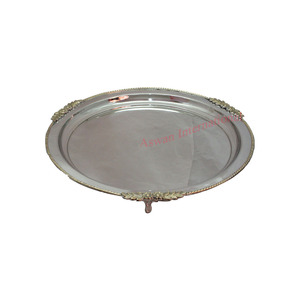 ถาดเสิร์ฟแกะสลักทำจากทองเหลืองแบบโบราณพร้อมขาปรับแต่งได้อุปกรณ์สำหรับร้านอาหารและโรงแรมราคาไม่แพง - Product Image 3