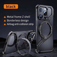 Coque de téléphone Z en aluminium sans cadre avec béquille et support magnétique pour iPhone 17 16 15 Pro Max 17 Air, protection antichoc en métal