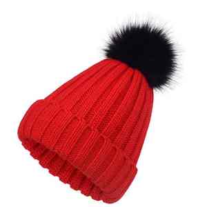 Nuevo Gorro de Invierno de Alta Calidad, Gorros de Punto Cálidos para Mujer y Niños, Gorros de Invierno Sólidos con Pompón de Piel Sintética Extraíble, Gorro de Esquí Cálido - Product Image 4