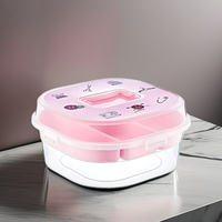 Boîte de rangement multifonctionnelle en PP transparent moulé par injection, style campagne française, écologique, avec compartiments pour couture et maquillage