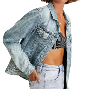 Abrigo de mezclilla corto de talla grande para mujer de alta calidad, forro de lana informal estampado, estilo occidental, ropa informal, chaqueta de mezclilla Cargo - Product Image 2