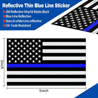 Autocollants réfléchissants rectangulaires pour voiture, drapeau américain, bleu clair, 5x3 pouces, vinyle, pour pare-brise, pare-chocs (lot de 3)