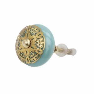 Laiton marocain or filigrane fleur boutons en céramique tiroir industriel armoire poignée tire pour chambre cuisine salle à manger garde-robe utilisation - Product Image 2