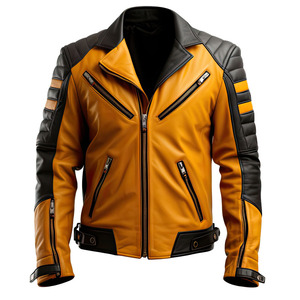 Chaqueta de motorista de cuero real transpirable con cremallera para hombre con forro negro acolchado y bolsillos interiores exteriores OEM al por mayor 2024 - Product Image 5