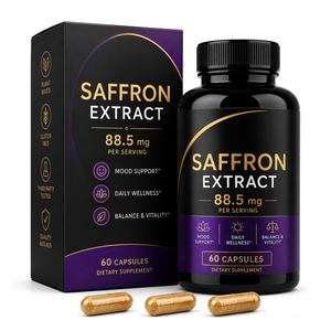 Export Quality <strong>Saffron</strong> Supplement Mood &amp; Stress Management Capsules with Bioavailable Zinc &amp; B6 GMP Certified Factory - Product Image 1