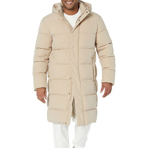 Men Winter Nonwoven Hooded <b>Quilted</b> Jacket Stand Collar Zipper Closure Casual Cotton Filler Front Logo <b>Thick</b> Puffer Coat - Product Image 6