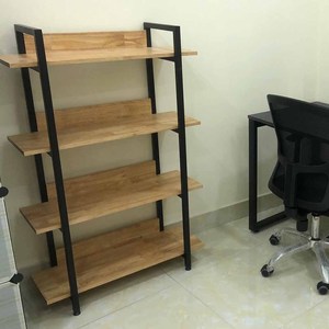 Estantería VASEN KS68082 de 4 Niveles, Madera de Caucho con Estructura de Hierro, Tipo Vertical, Decorativa para Sala de Estar - Product Image 3