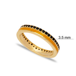 สีส้มเคลือบออกแบบสีดำเพทายหินวงแหวนตุรกีแฮนด์เมดขายส่ง925เครื่องประดับเงินสเตอร์ลิง - Product Image 2