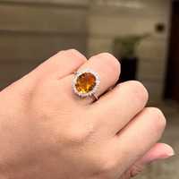 Bague Zubeda Gems Jewellery Luxe Charm en Or 14K avec Citrine Jaune Naturelle Brillante, Pierre Précieuse Citrine Dorée Certifiée IGI, Sertie à Griffes