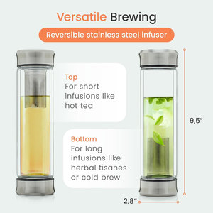 Ekocian Tasse de voyage en verre à double paroi avec filtre en acier inoxydable étanche pour thé en vrac et infusé de fruits Pure <span class=keywords><strong>Zen</strong></span> - Product Image 3