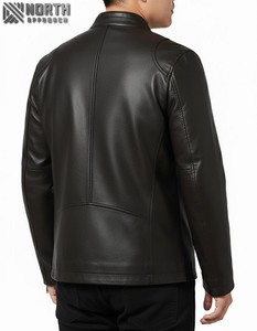 Veste en cuir mince de haute qualité pour hommes avec décoration brodée vente en gros veste de moto Racer Bomber veste personnalisée - Product Image 2