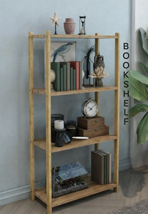 4-Tier Wooden Shelf <b>Unit</b> Multi-Purpose Bathroom, <b>Kitchen</b> & <b>Storage</b> Shelf Modern Open Bookshelf - Product Image 4