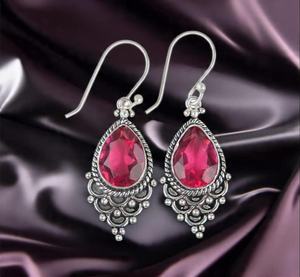 <b>Pink</b> Tourmaline Drop Earrings Sterling Silver Handmade <b>Jewelry</b> Gift For Women Elegant Unique - Product Image 4