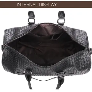 กระเป๋าทรงดัฟเฟิลกันน้ำสำหรับผู้หญิงผู้ชาย, กระเป๋าหนัง PU กระเป๋าเดินทางกระเป๋าเดินทางกระเป๋าเก็บของสำหรับธุรกิจกลางแจ้งหรูหรากันน้ำ - Product Image 3