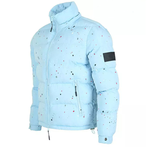 Chaqueta Acolchada Personalizada para Hombre, Color Azul Cielo, con Capucha, Abrigo de Invierno Cálido, Cortavientos, con Cremallera, Embalaje en Tambor, Moda - Product Image 3