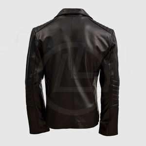 Veste en cuir de vachette véritable personnalisable à col montant fabriquée à Sialkot, tissu en toile du Pakistan à bas prix - Product Image 3