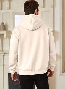 Sudadera con capucha de gran tamaño personalizada para hombre de algodón 100%, jersey de felpa francesa de peso pesado con estampado bordado, sudaderas con patrón sólido - Product Image 5