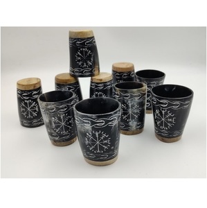 Vaso de Cuerno Hecho a Mano de Primera Calidad, Vajilla Rústica para Bar - Product Image 4