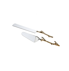 Servidor de pastel de acero de alta calidad y cuchillo de pastel con mango de latón para cumpleaños, artículos de fiesta y uso en restaurantes - Product Image 5