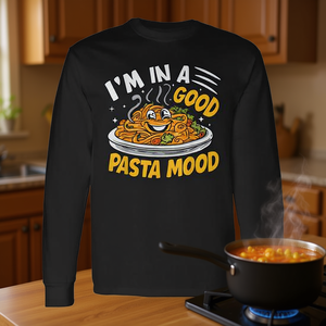 T-shirt à manches longues Pasta Party 'Je suis dans un bon état d'ame pour les pâtes' - T-shirt promotionnel - Product Image 3