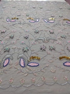 Designer 3D all colorBeaded Lace <b>Fabric</b> Hand Embroidered Material for Evening Gowns - Product Image 5