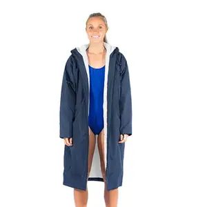 Youth & Adult Swim Parka with Fleece Lining Beach Windproof Warm Soft Fleece/Towel Lined Hooded Swim Parkas Rain Football Coat
