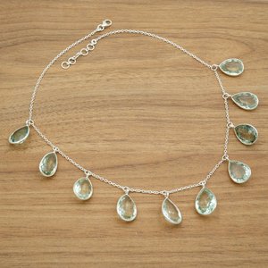 Collar de bisel de amatista verde Natural de Plata de Ley 925, joyería de cristales para niñas y mujeres, Idea de regalo - Product Image 4