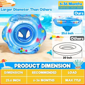 Bestseller 25.6 Inch Extra Wide Baby Float Anti Flip Safety Infant Swim Trainer 6 to 36 Months <b>Inflatable</b> Float Kids Summer Toy - Product Image 2