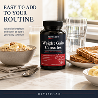 Capsules de prise de poids à marque privée OEM, supplément de vitamine B12 et d'extrait végétal pour le développement musculaire chez l'adulte, soutien énergétique et digestif