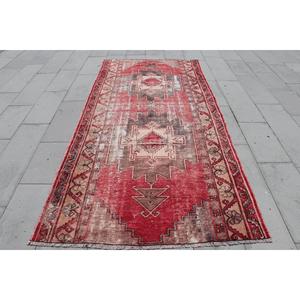 พรมตุรกีขนาดใหญ่ 4.7x9.5 ฟุต พรมวินเทจ พรมขนสัตว์ขอบสีแดง - Product Image 2