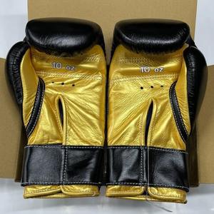 Black and Gold Winning Boxing <b>Velcro</b> Gloves in Custom Sizes and Colors Made with Genuine Leather Winning Boxing Gloves - Product Image 2