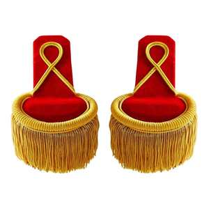 Épaulettes de l'Armée de l'Étranger française avec franges rouges, broderie personnalisée de haute qualité, à coudre sur tissu - Product Image 3