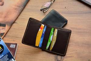 Portefeuille à deux volets personnalisable pour hommes WML-0164 nouveau design de porte-cartes en cuir véritable de vachette - Product Image 2