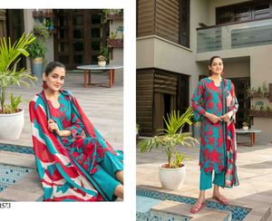 ผ้าชัลวาร์ผ้าฝ้ายธรรมดาเย็บสำเร็จพร้อมผ้าคลุมไหล่ลายเพชร คอลเลคชั่นผ้าสลับพิมพ์ลายดิจิทัล ซูมาอิร์ 2025 ชาวิด ทาอัคคาล จากปากีสถาน - Product Image 3