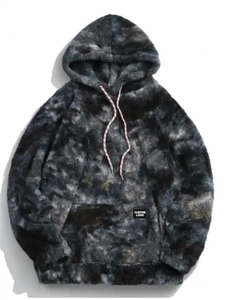 Tye Dye Hoodies Fashion Hoddies para hombres Kangaroo Pocket Tie Dye Faux Fur Fluffy Hoodie para niños - Product Image 1