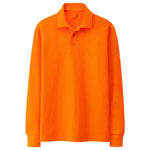 2023 OEM noir porter couleur à manches longues été uni Slim Fit Polo T-Shirts en gros mode Polo T-shirt chemise unie pour hommes - Product Image 4