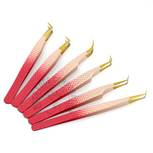 Custom Eyelash Extension Tweezers 90 Volume Fine Tip Nonslip Nano Grip Tweezers Curved Classic Lightweight Isolation <b>Tool</b> - Product Image 4