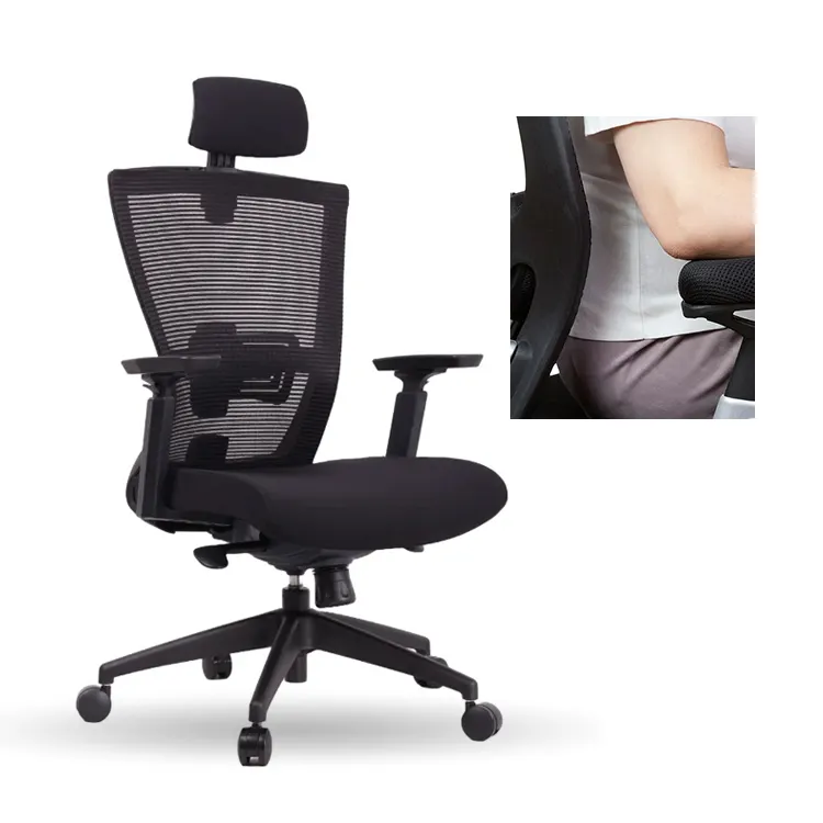 Chaises ergonomiques en maille à haute durabilité avec accoudoir réglable 3D et base de chaise de styles différents