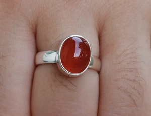 ของขวัญสำหรับเธอ, แหวน Carnelian สีแดง, แหวนงบ, เงิน925สเตอริง, แหวนพลอยรูปไข่ขนาดใหญ่, แหวนพลอย- - Product Image 3