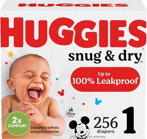 ผ้าอ้อมฮักกี้ส์ ไซส์ 1, ผ้าอ้อมเด็กแรกเกิดแบบ Snug & Dry, ไซส์ 1 (8-14 ปอนด์), 256 ชิ้น - Product Image 6