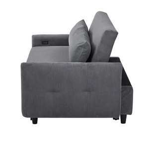 Canapé-lit convertible OVS 57.48 pouces avec ports USB, en velours côtelé gris foncé - Product Image 2