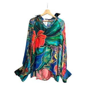 Blusa Casual de Manga Larga para Mujer, en Viscosa Satinada, con Cuello Camisero, Transpirable, con Estampado de Organza, Talla Única, Moda Otoño - Product Image 5