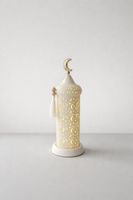 Lanterne décorative islamique de luxe avec dessus en forme de croissant, découpe en métal, éclairage d'ambiance chaleureux pour le salon, la chambre à coucher, la décoration de prière