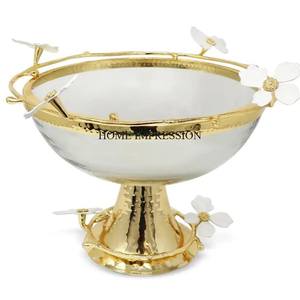 Newly Arrival White Color Unique Antique Shape Bowl With Gold Plated <b>Butterfly</b> Designer Metal Made Base From Indian Manufacturer - Product Image 3