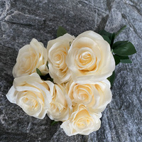 Fleur artificielle en gros, bouquet de roses artificielles à 7 têtes, haute simulation, style moderne, décoration murale florale pour mariage
