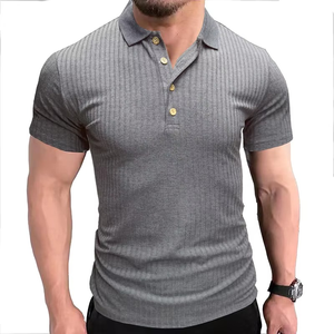 Ropa de Verano de la mejor calidad, cuello transpirable para hombre con botón, ropa informal de colores sólidos, polos cómodos de talla grande para hombre - Product Image 2
