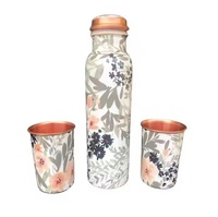 Ensemble de bouteilles d'eau en cuivre à motif floral, écologiques, résistantes à l'eau bouillante, unisexe, pour mariage, gym, usage extérieur, haute qualité, marque AW